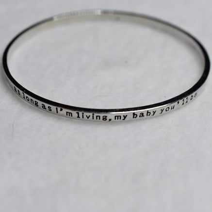 Loving Mother Message Bangle Silver Tone Bracelet
